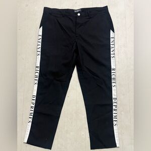 Black Jogger Pants with White Side Tape -